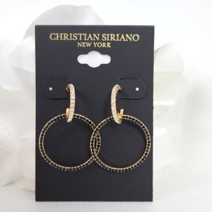 Christian Siriano Gold Double Hoop Sparkly Lightweight Earrings